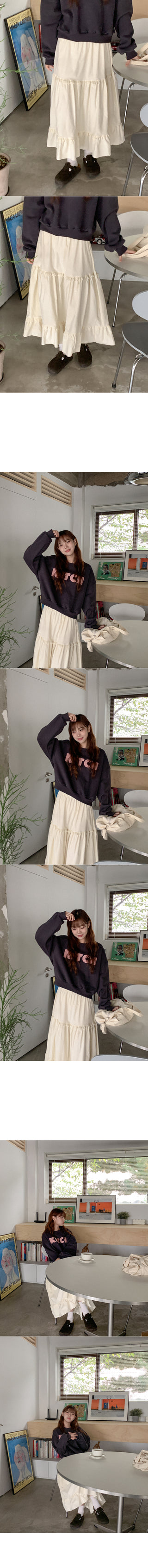 Corduroy tiered long skirt