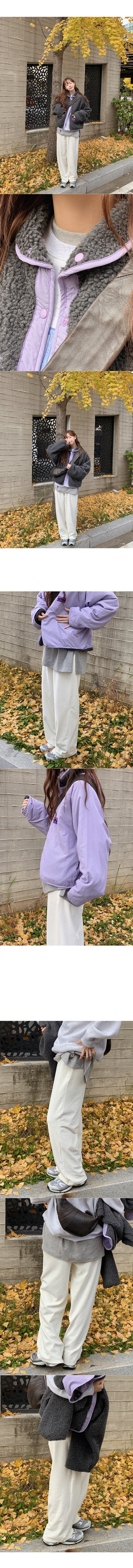 Velour ribbed fleece-lined elastic waist pants