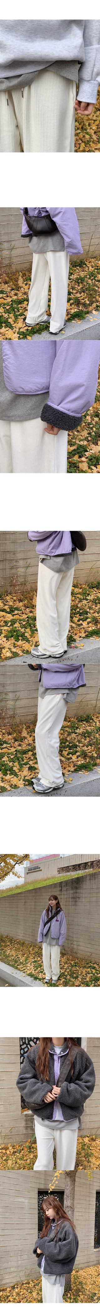 Velour ribbed fleece-lined elastic waist pants