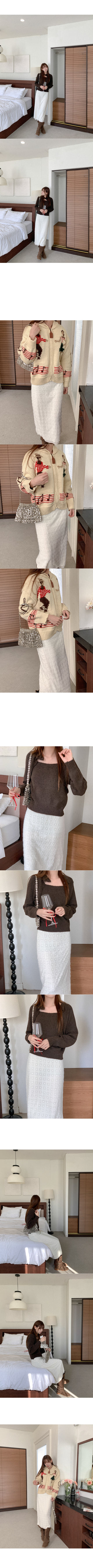 Lace knit long skirt