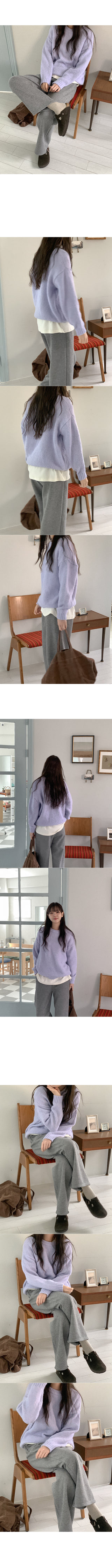 Ribbed fleece-lined elastic waist pants