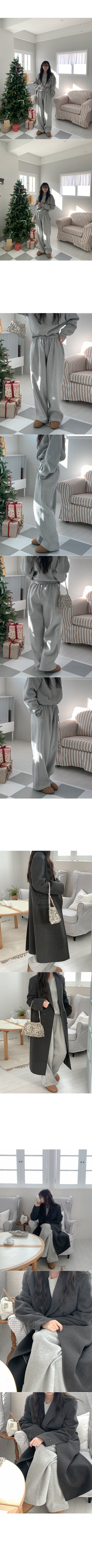 Fleece-lined wide-leg elastic waist pants