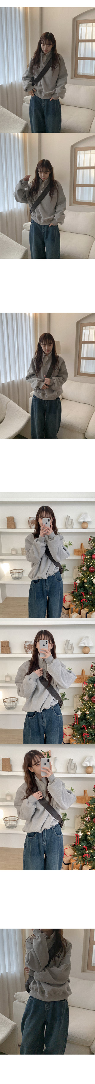 Fleece-lined baggy denim pants
