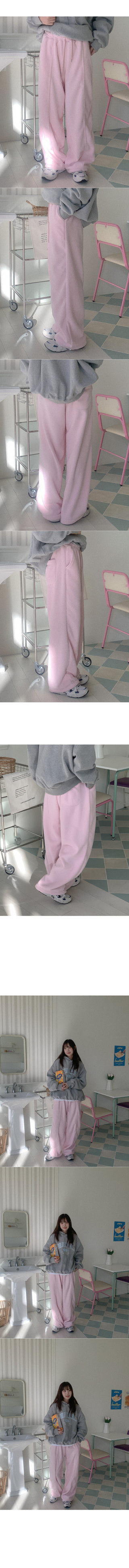 Fleece wide-leg elastic waist pants