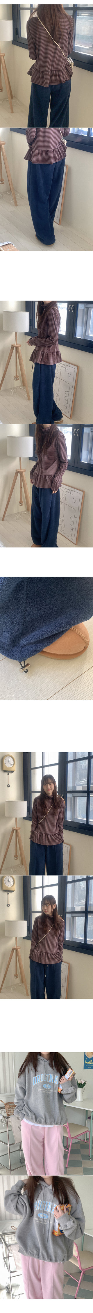 Fleece wide-leg elastic waist pants