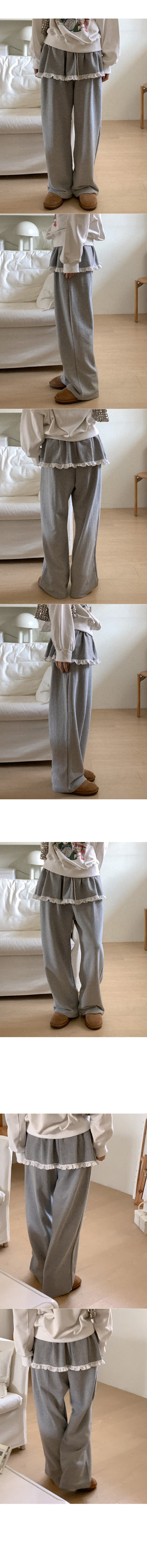 Lace skirt with elastic waistband pants