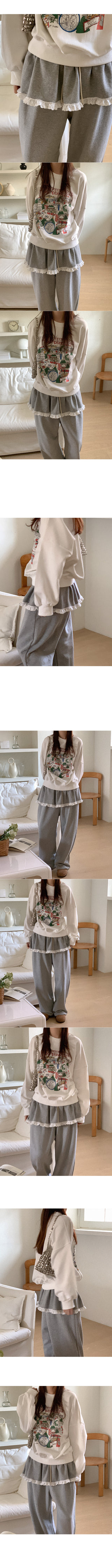 Lace skirt with elastic waistband pants
