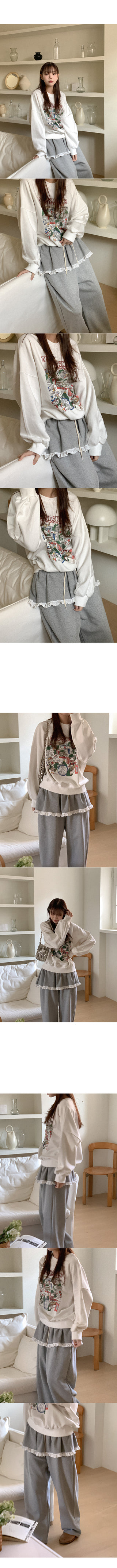 Lace skirt with elastic waistband pants