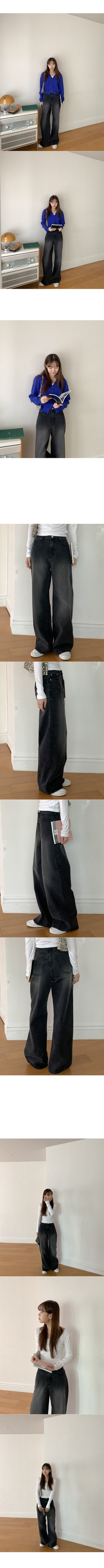 Wide black denim pants