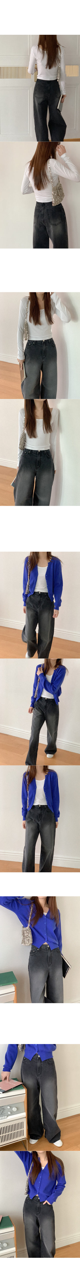 Wide black denim pants