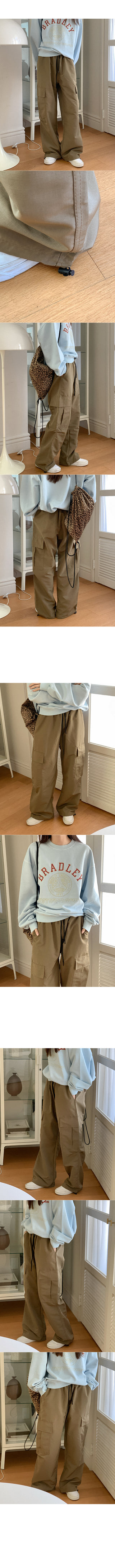 Nylon wide cargo pants