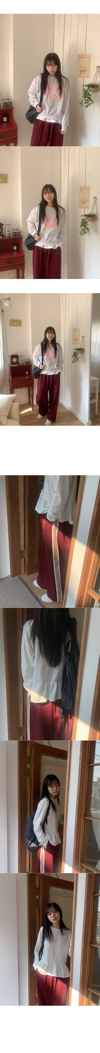 Wide track pants with elastic waistband