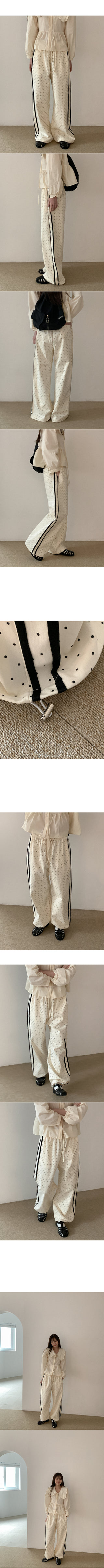Wide polka dot elastic waist pants