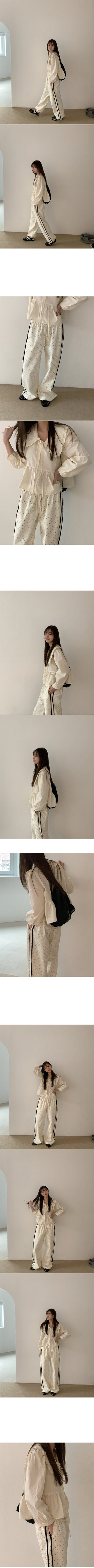Wide polka dot elastic waist pants