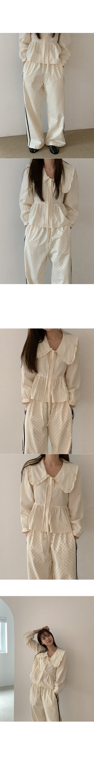 Wide polka dot elastic waist pants