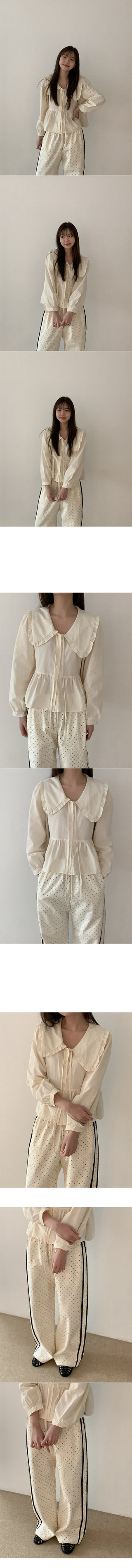 Wide polka dot elastic waist pants