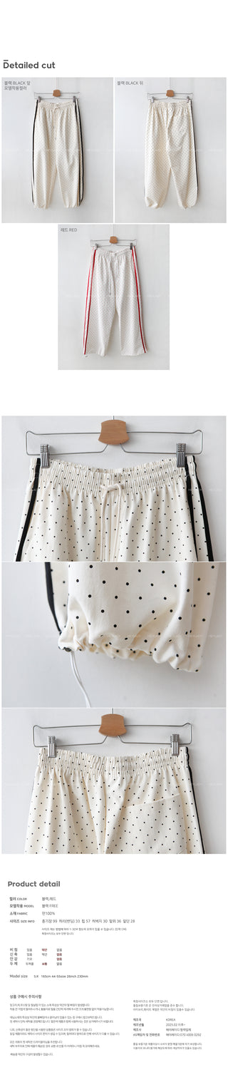 Wide polka dot elastic waist pants
