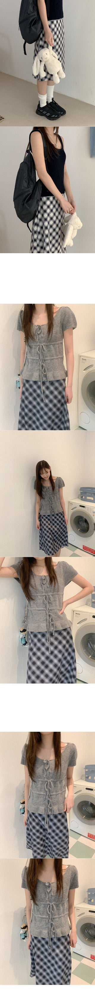 Checked midi skirt