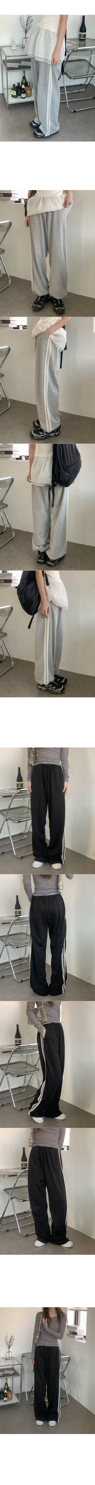 Race track pants with elastic waistband