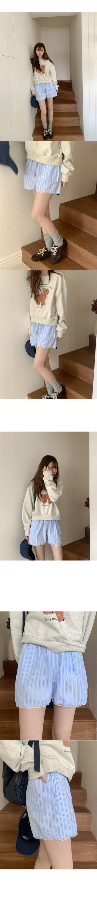 Striped elastic waist shorts