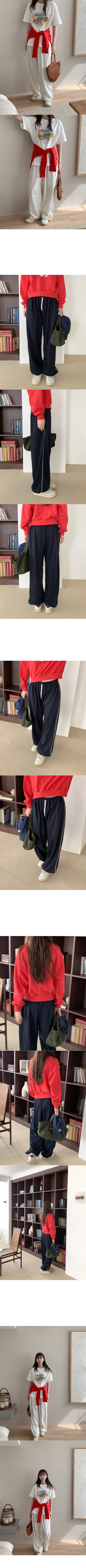 Line string elastic waist pants