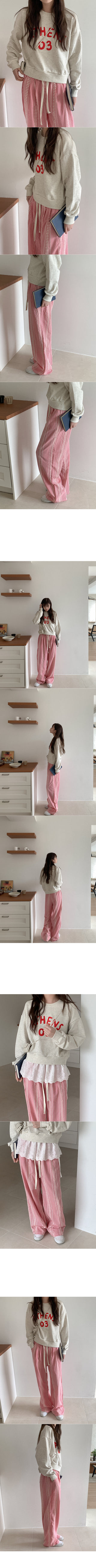 Wide check elastic waist pants