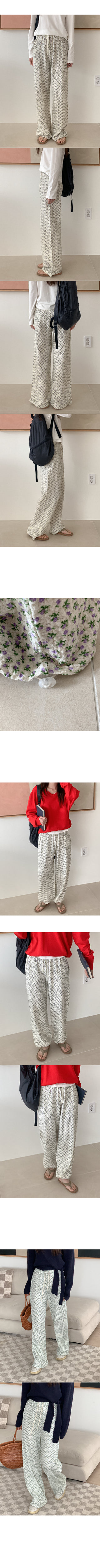 Wrinkle Flower Elastic Waist Pants