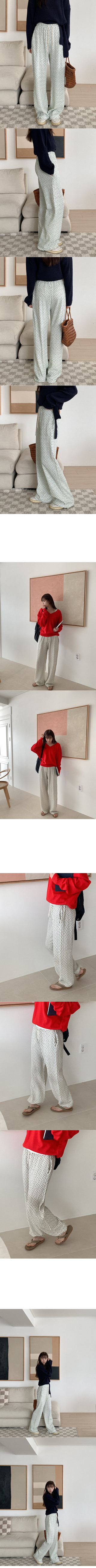 Wrinkle Flower Elastic Waist Pants