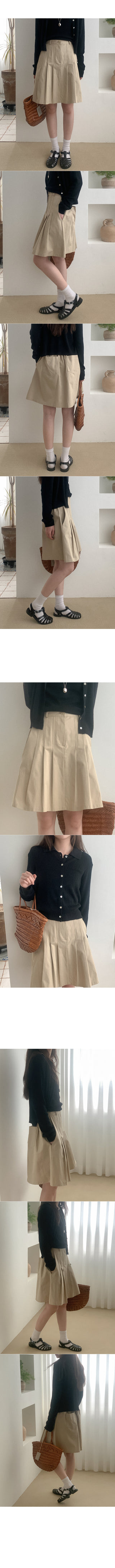 Cotton pleated midi skirt