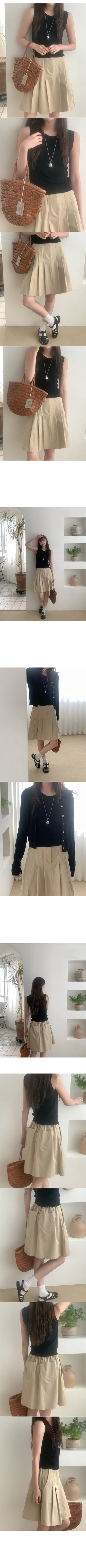Cotton pleated midi skirt