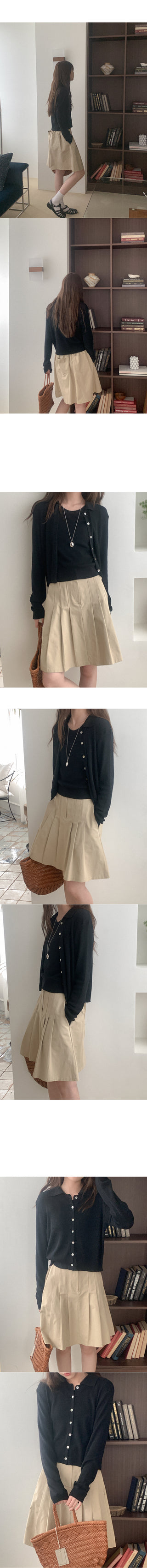 Cotton pleated midi skirt