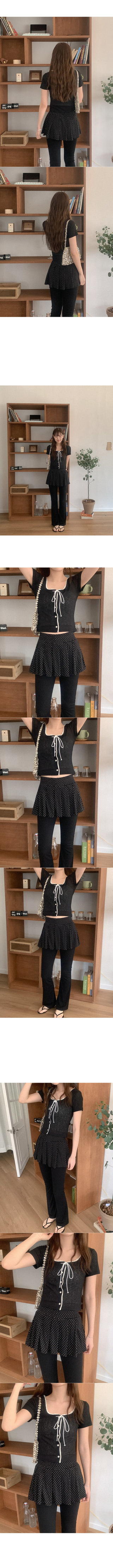 Polka dot skirt, bootcut, elastic waist pants