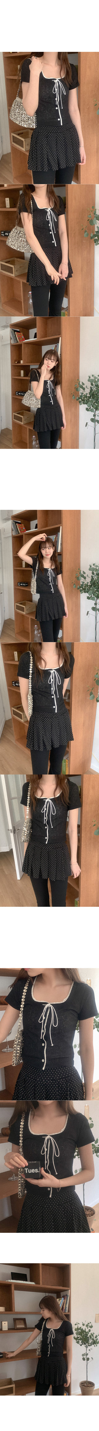 Polka dot skirt, bootcut, elastic waist pants