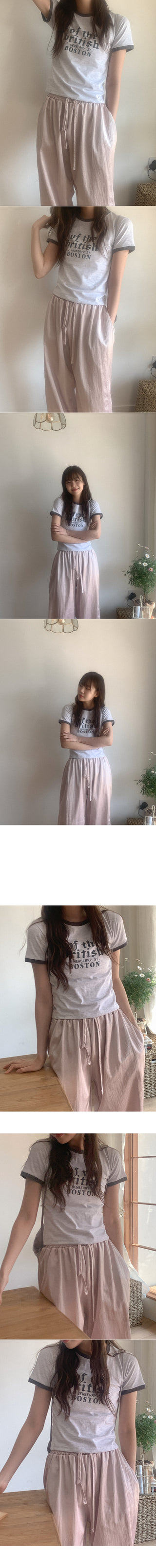 Satin wide-leg elastic waist pants