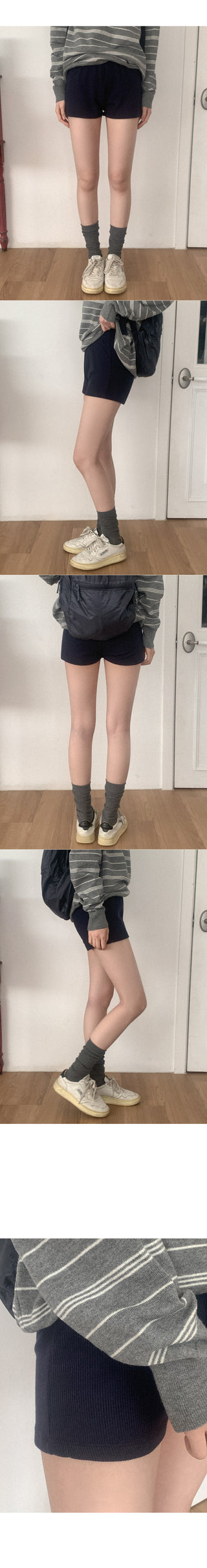 Ribbed elastic shorts