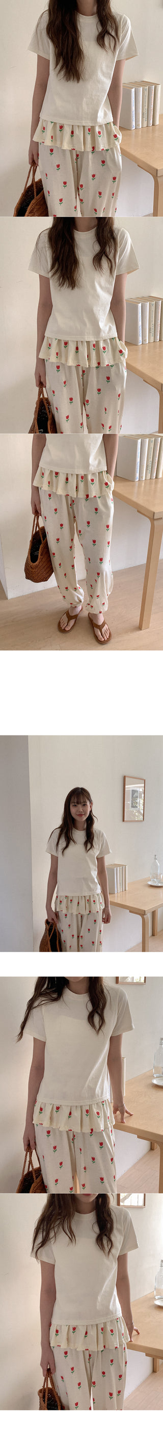 Layered skirt cotton jogger pants