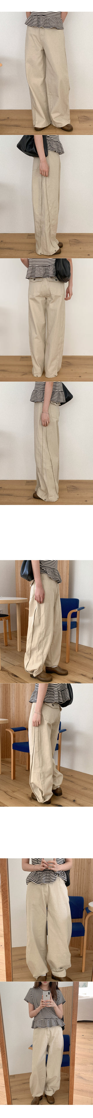 Wide side buckle chino pants