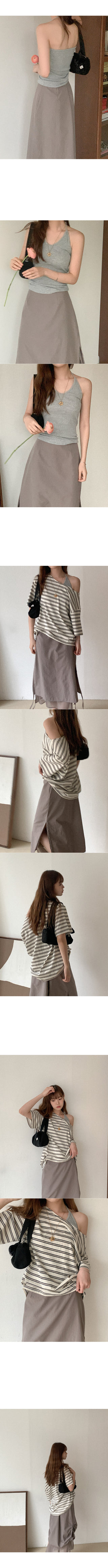 Shirred layered long skirt