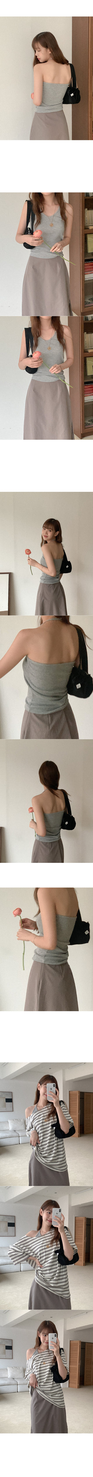 Shirred layered long skirt