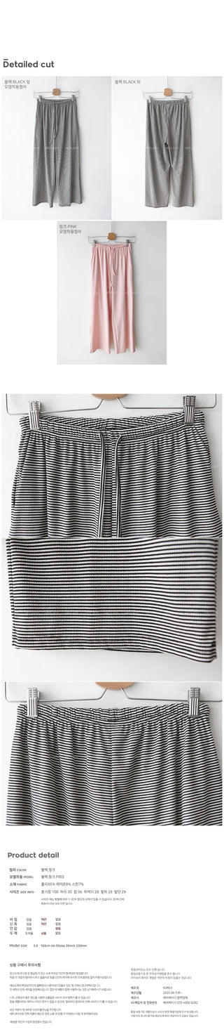 Striped wide-leg elastic waist pants