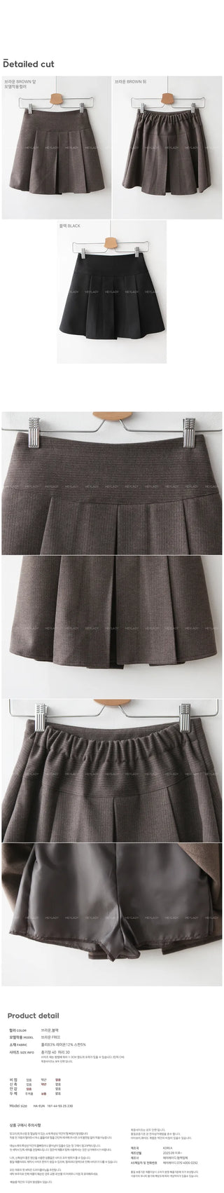 (2 colors) Herringbone pleated mini skirt