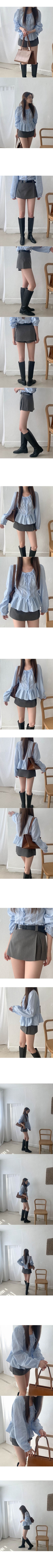 (set) Skirt with slit belt