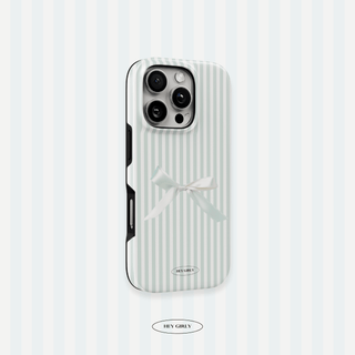 Gray Bow Striped iPhone Case