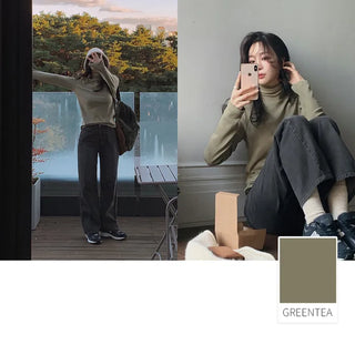 (Slim Fit/Basic Fit) Turtleneck T-Shirt - 7 Colors