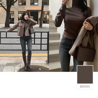 (Slim Fit/Basic Fit) Turtleneck T-Shirt - 7 Colors