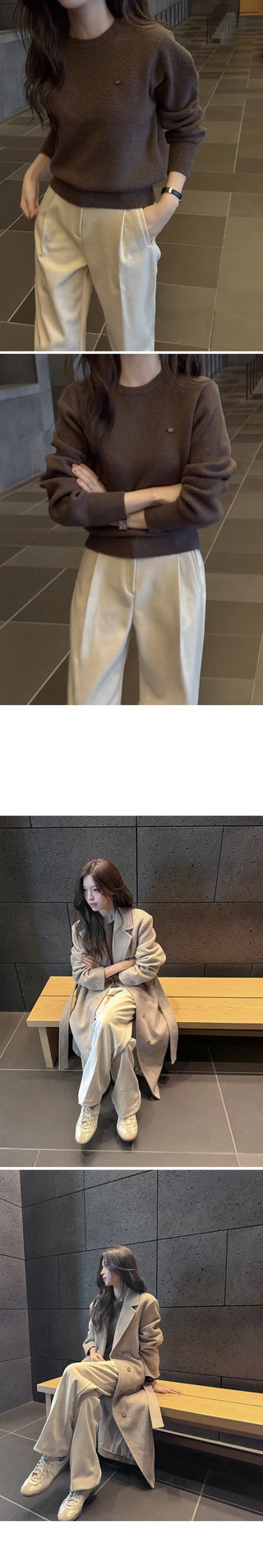 [U-neck/V-neck] 2 types of standard basic knitwear