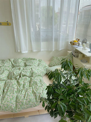 Green Ditsy Floral Cotton Bedding Set