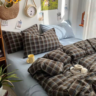 Preppy Plaid Brown Bedding Set