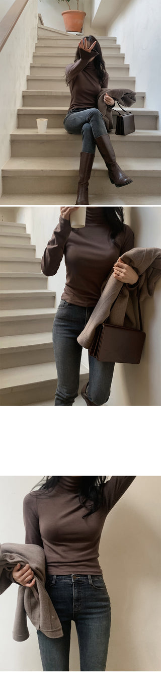 (Slim Fit/Basic Fit) Turtleneck T-Shirt - 7 Colors