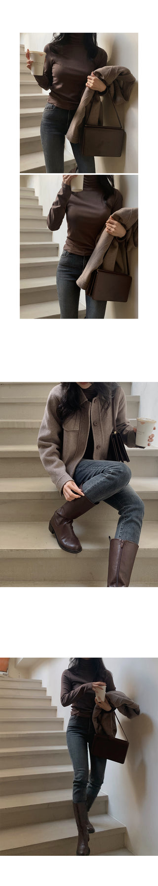 (Slim Fit/Basic Fit) Turtleneck T-Shirt - 7 Colors